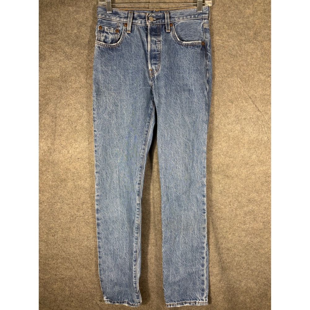 Levis 501 Original Fit Womens Medium Wash High Rise Straight Leg Jeans 25x32